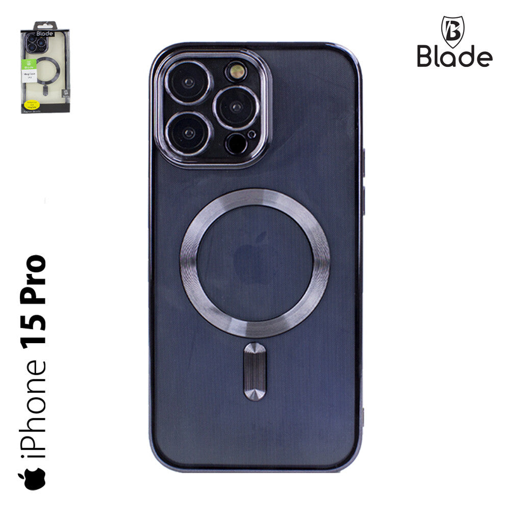 Hülle für Apple iPhone 15 Pro mit MagSafe Transparent Handyhülle Cover Schwarz