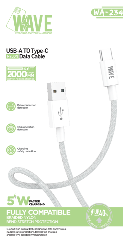 Schnellladekabel 2 Meter Fast Charging für Samsung Xiaomi Huawei Typ-C Kabel USB