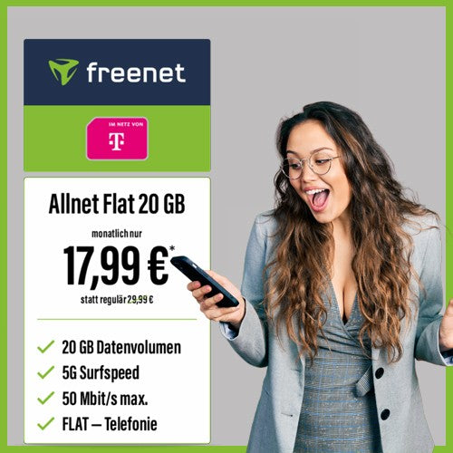 Handyvertrag Freenet Telekom Allnet Flat 5G Handytarif für 17,99€ mtl.SIM-Karte